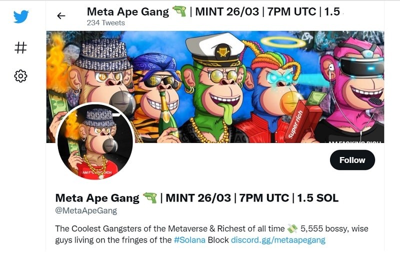 Meta Ape Gang Upcoming Solana NFT Projects of 5,555 2D characters